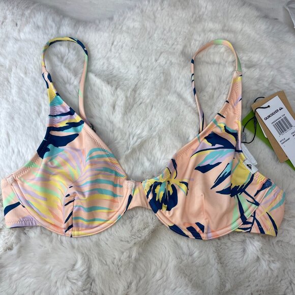 NWT Quiksilver Top Bikini Underwire Top Coral Pink Wild Times Sz Large - Picture 1 of 4